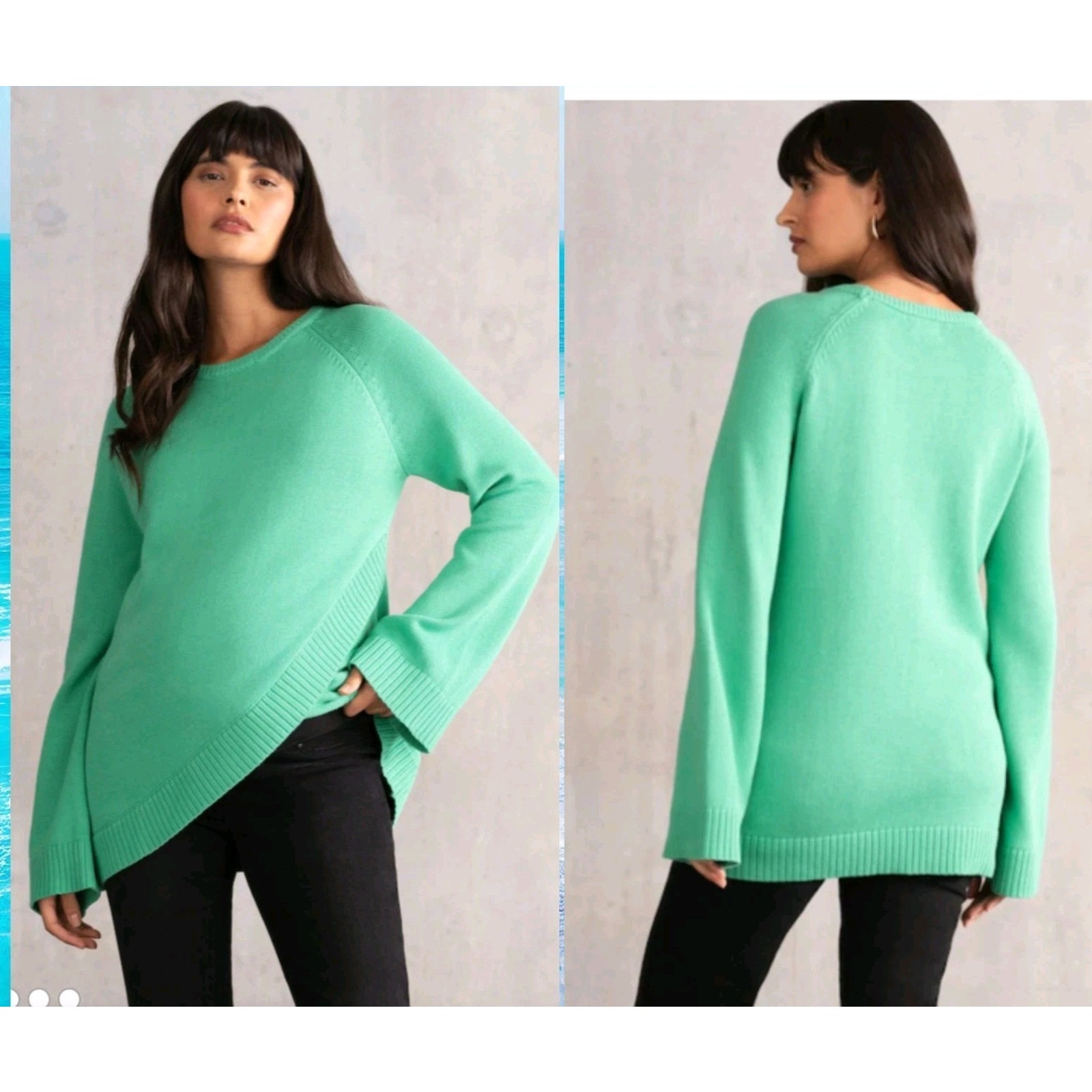 Seraphine Cotton Knit Jumper Pullover Sweater Asymmetric Hem Maternity Med $113